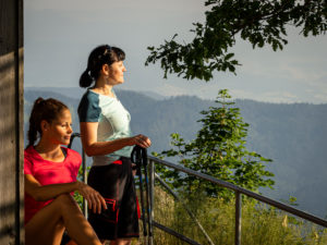 Hiking on the second valley trail, rest at the Thomashütte, Kandel Hiking on the second valley trail, rest at the Thomashütte, Kandel